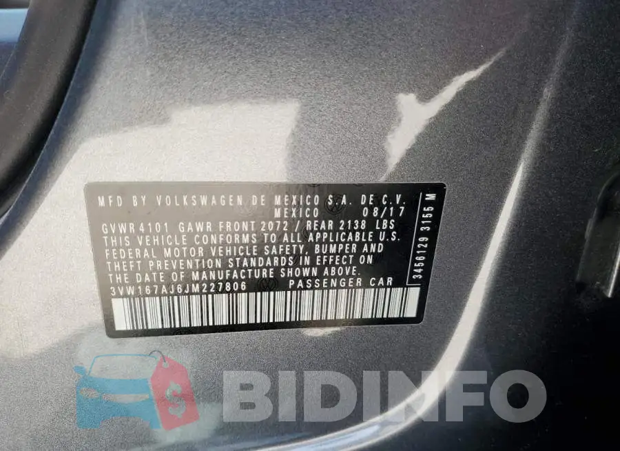 3VW167AJ6JM227806 Photo# 10