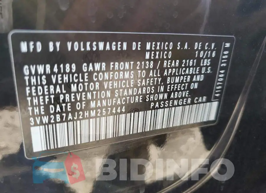 3VW2B7AJ2HM257444 Photo# 10