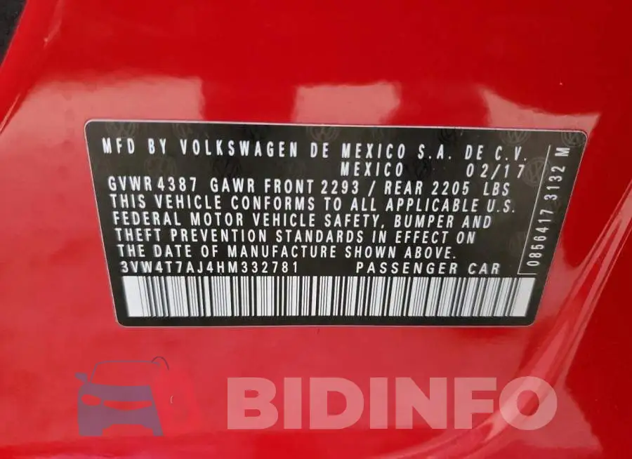 3VW4T7AJ4HM332781 Photo# 10