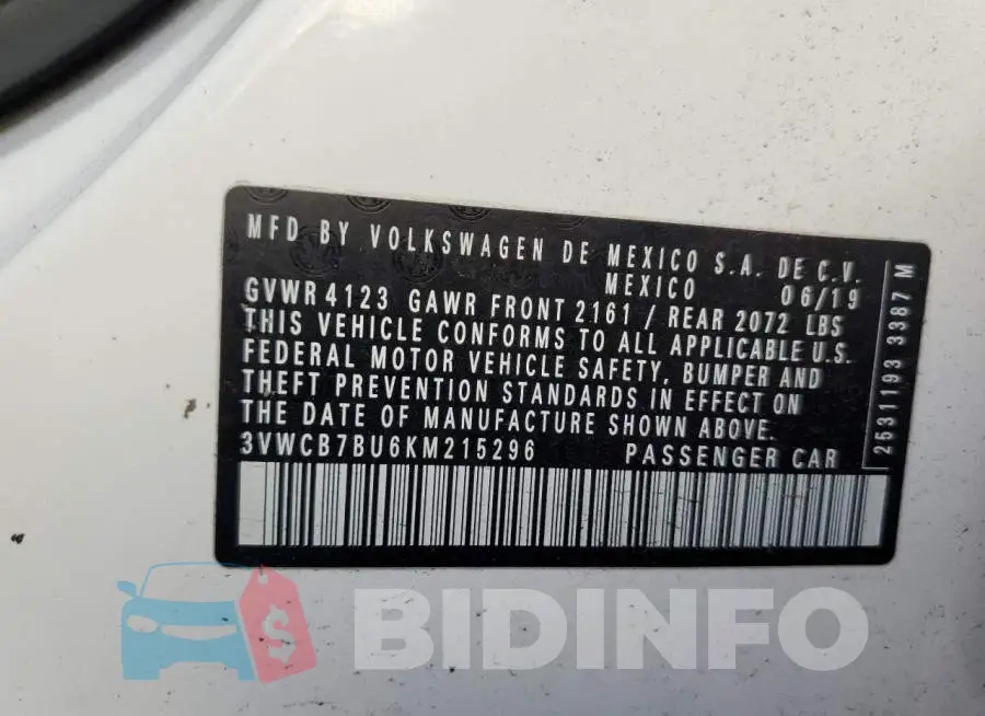 3VWCB7BU6KM215296 Photo# 10