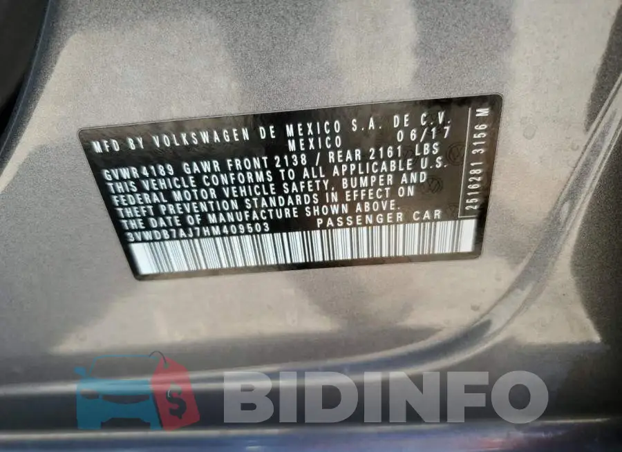 3VWDB7AJ7HM409503 Photo# 10
