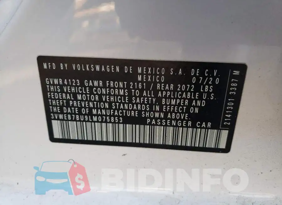 3VWEB7BU9LM075853 Photo# 10