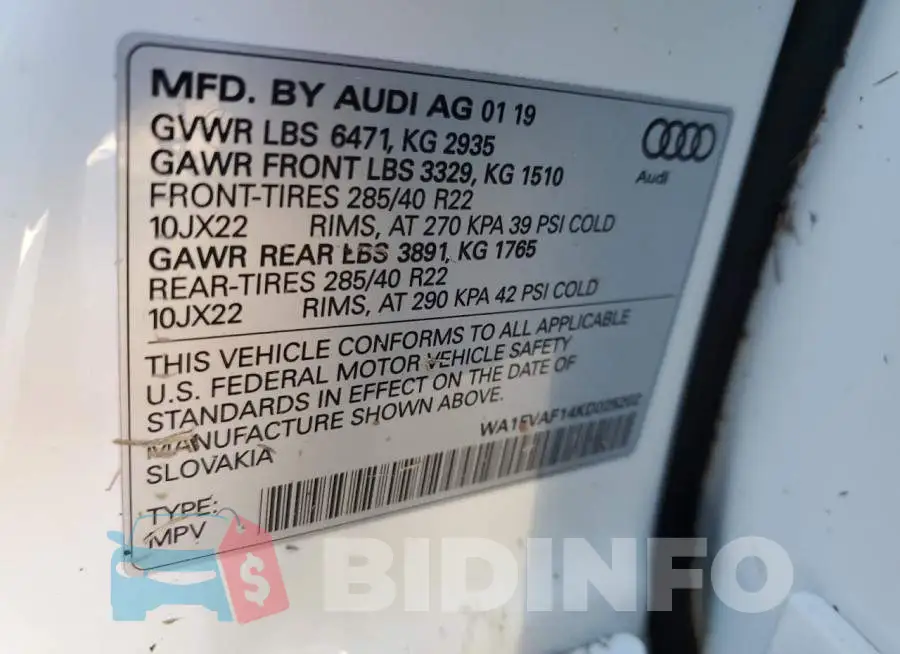 WA1FVAF14KD025202 Photo# 10