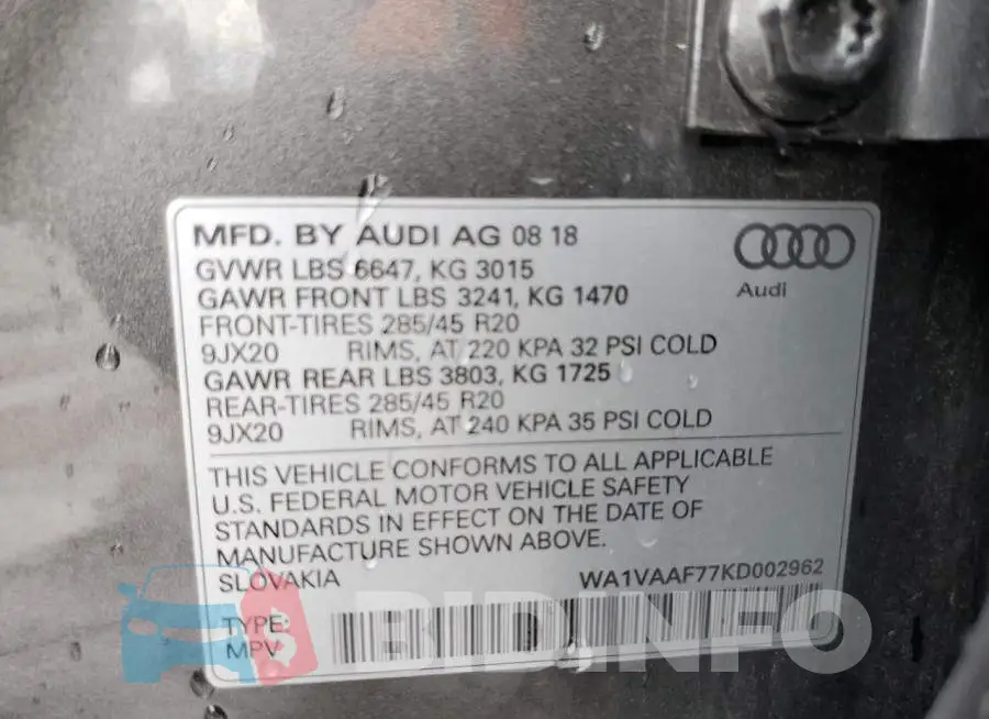 WA1VAAF77KD002962 Photo# 10