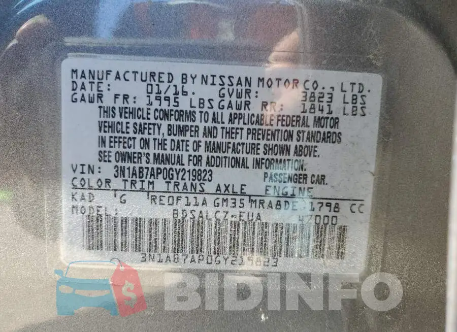 3N1AB7AP0GY219823 Photo# 10