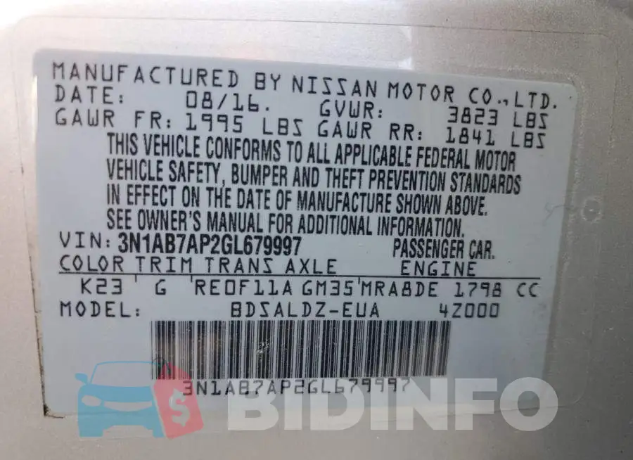 3N1AB7AP2GL679997 Photo# 10