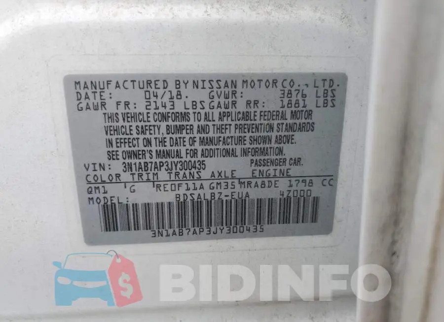 3N1AB7AP3JY300435 Photo# 10