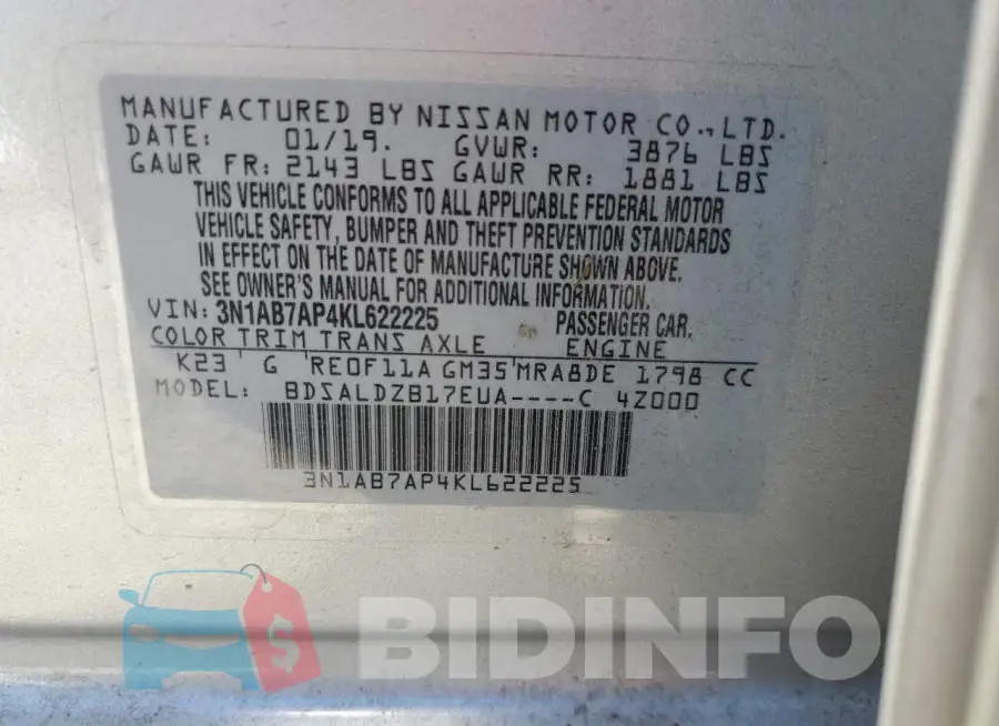 3N1AB7AP4KL622225 Photo# 10