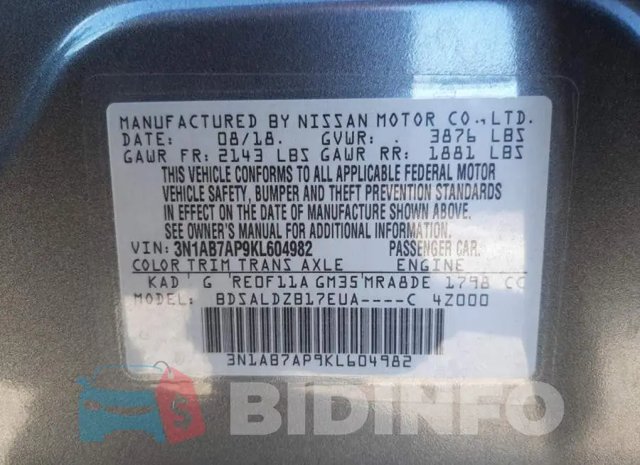 3N1AB7AP9KL604982 Photo# 10
