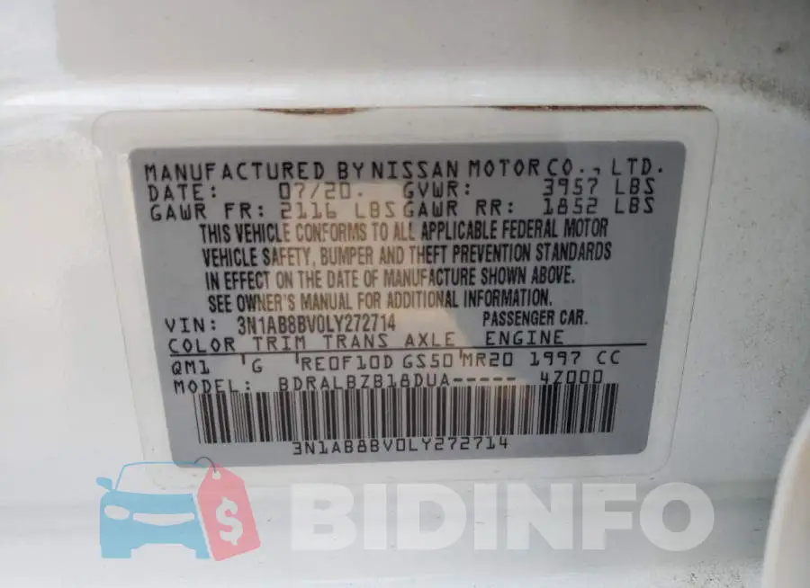 3N1AB8BV0LY272714 Photo# 10