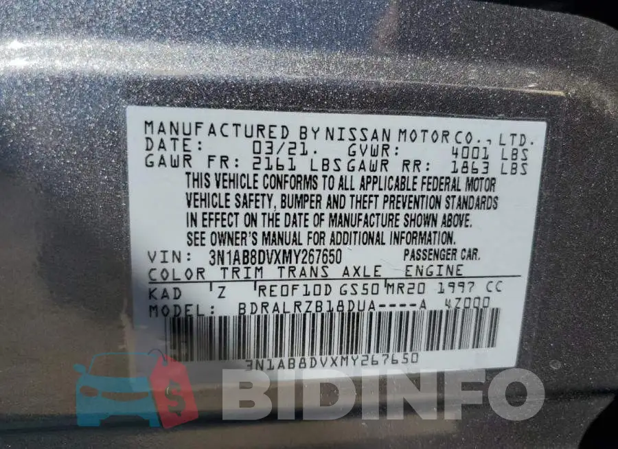 3N1AB8DVXMY267650 Photo# 10