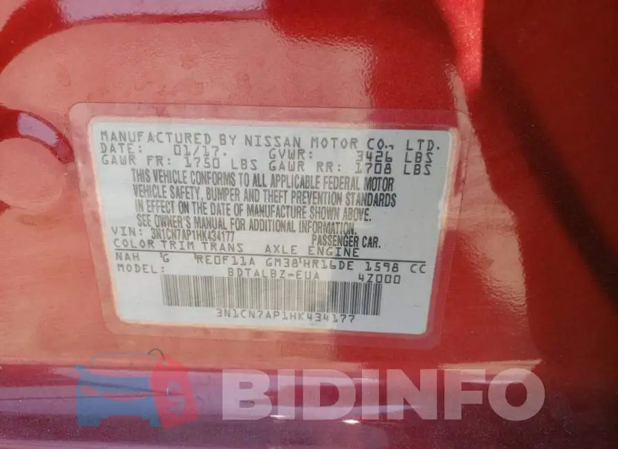 3N1CN7AP1HK434177 Photo# 10