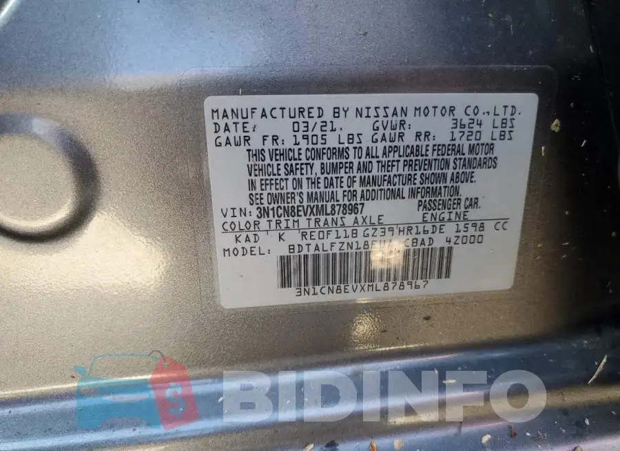 3N1CN8EVXML878967 Photo# 10
