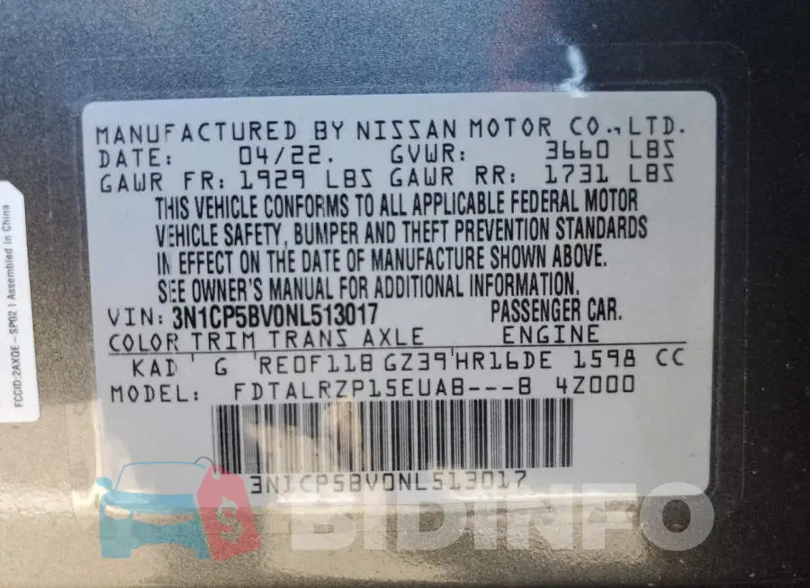 3N1CP5BV0NL513017 Photo# 10