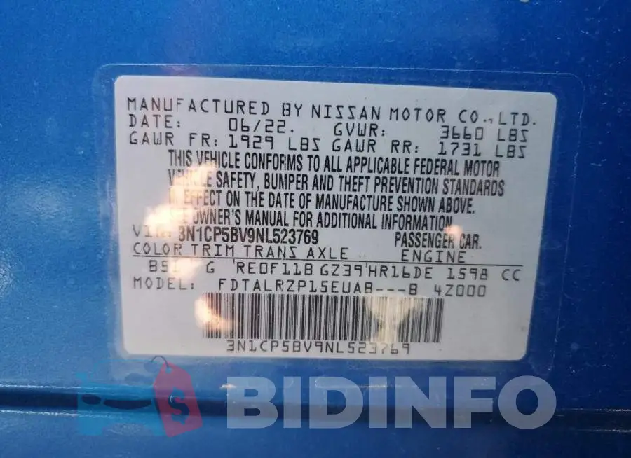 3N1CP5BV9NL523769 Photo# 12
