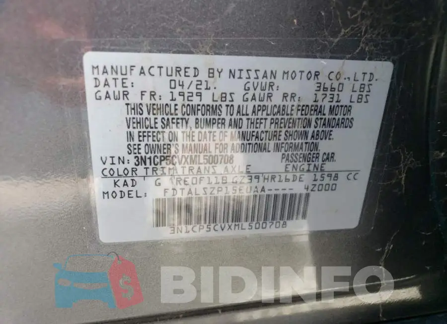 3N1CP5CVXML500708 Photo# 10
