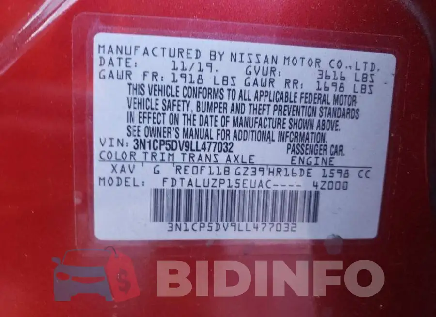 3N1CP5DV9LL477032 Photo# 10