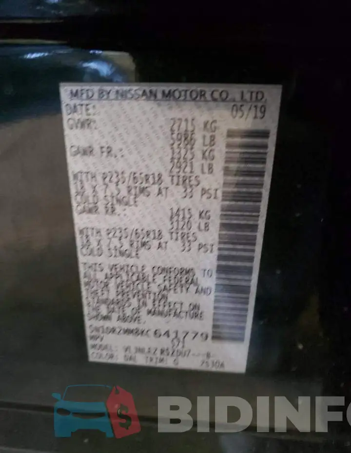 5N1DR2MM8KC641779 Photo# 10