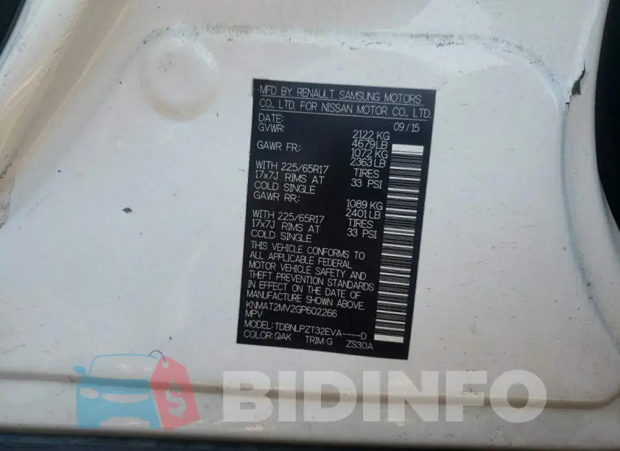 KNMAT2MV2GP602266 Photo# 10