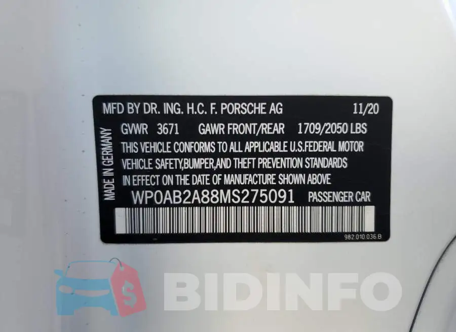 WP0AB2A88MS275091 Photo# 10