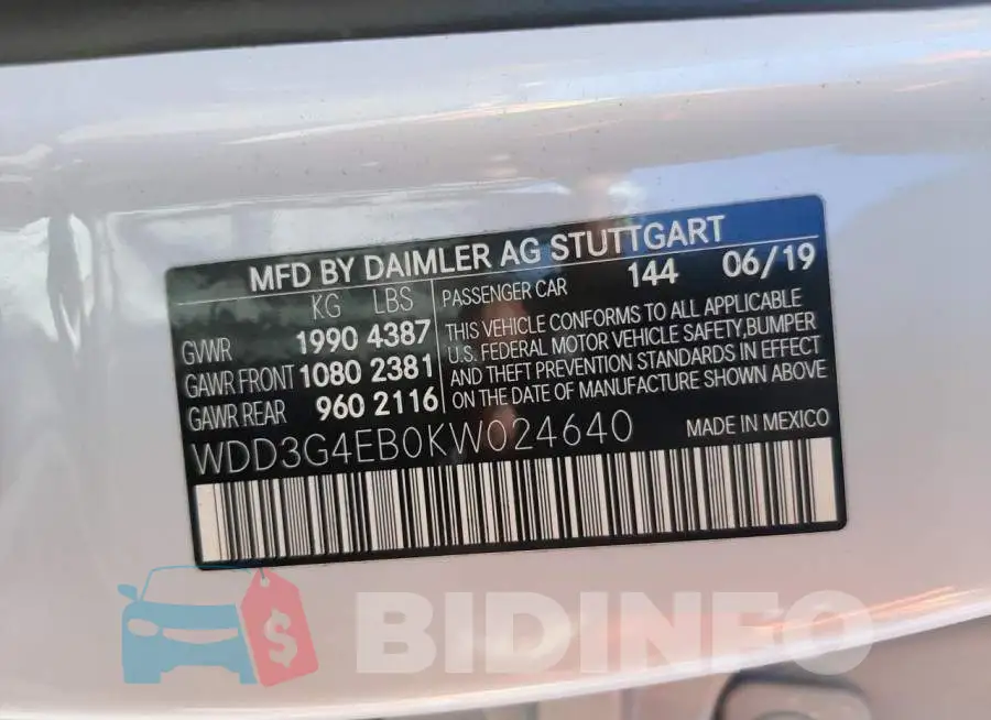 WDD3G4EB0KW024640 Photo# 10