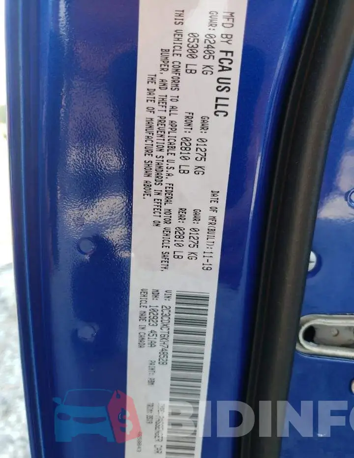 2C3CDXCT6KH748528 Photo# 10