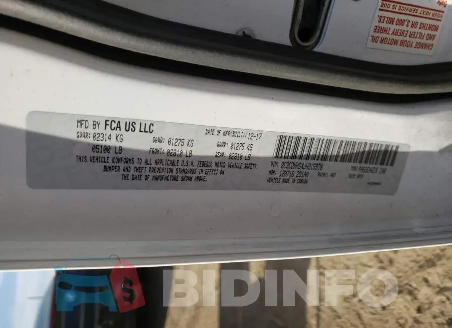 2C3CDXHGXJH215978 Photo# 10