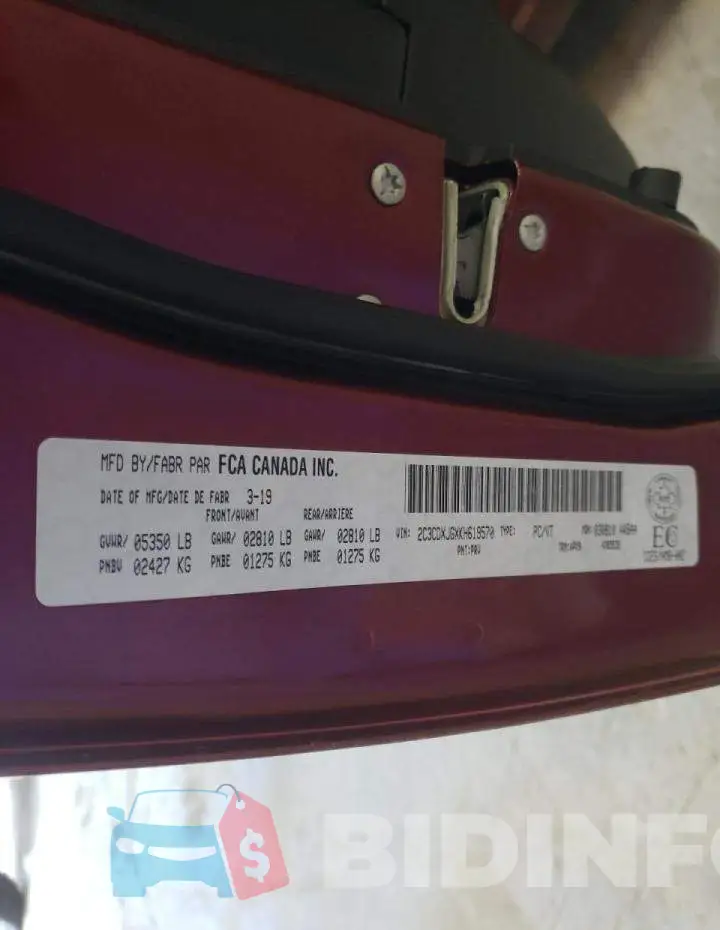 2C3CDXJGXKH619570 Photo# 10