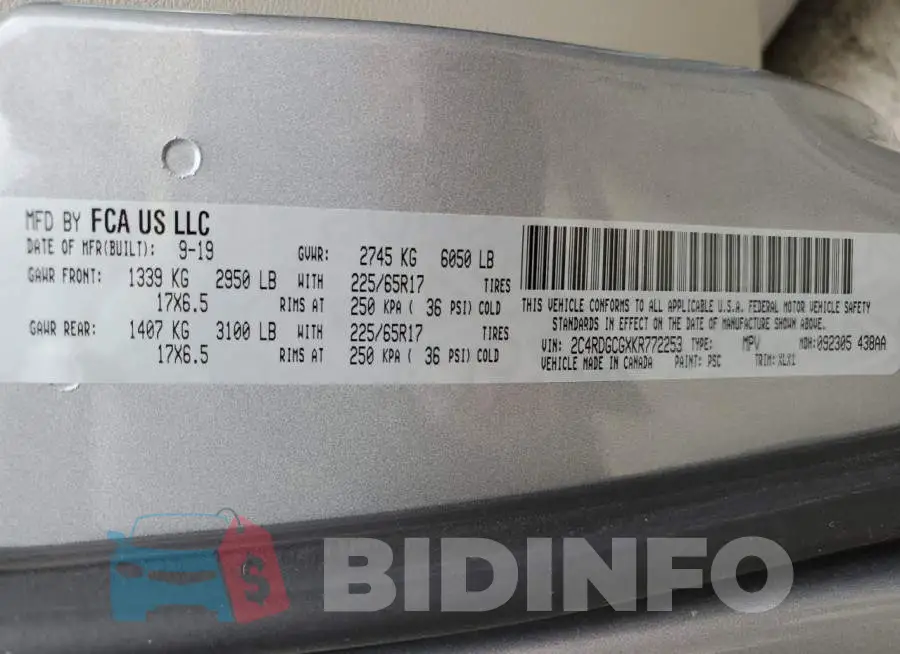 2C4RDGCGXKR772253 Photo# 10