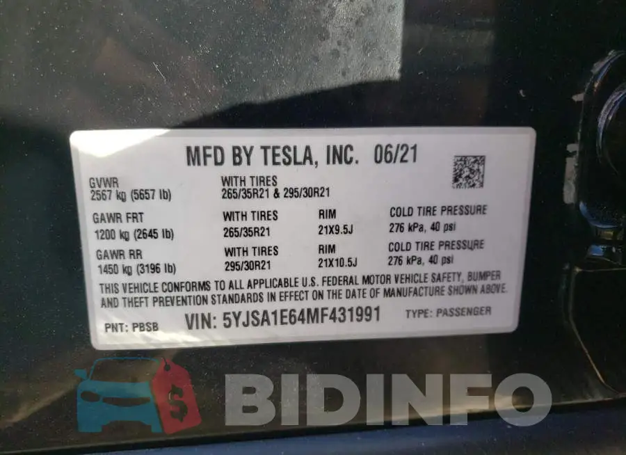 5YJSA1E64MF431991 Photo# 10