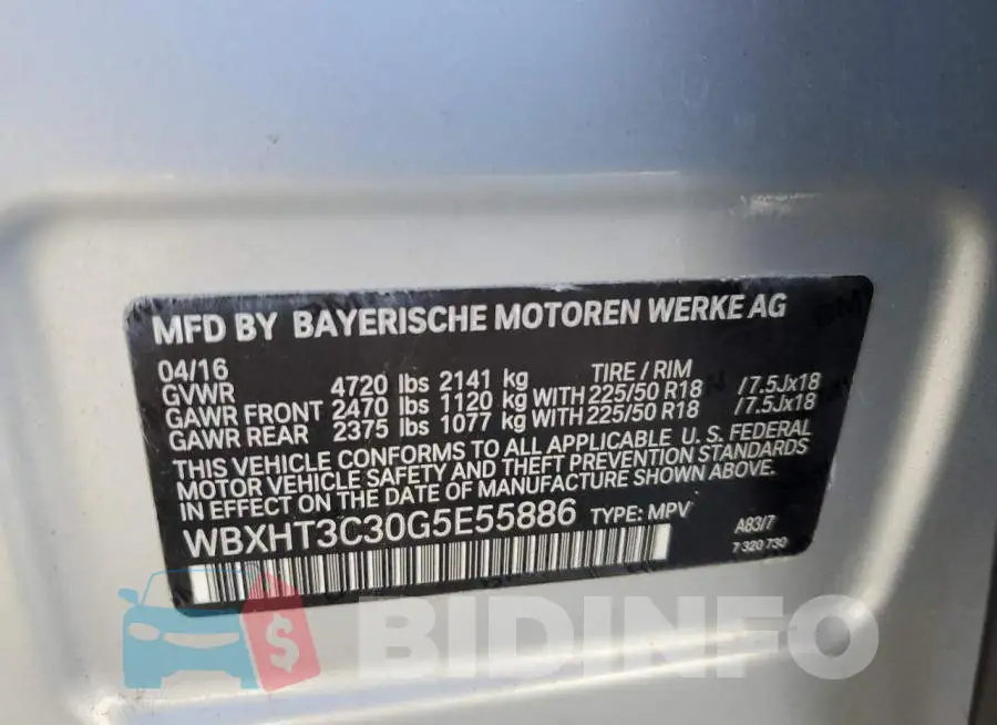WBXHT3C30G5E55886 Photo# 10