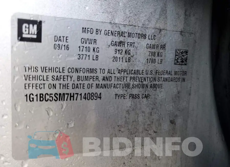1G1BC5SM7H7140894 Photo# 10