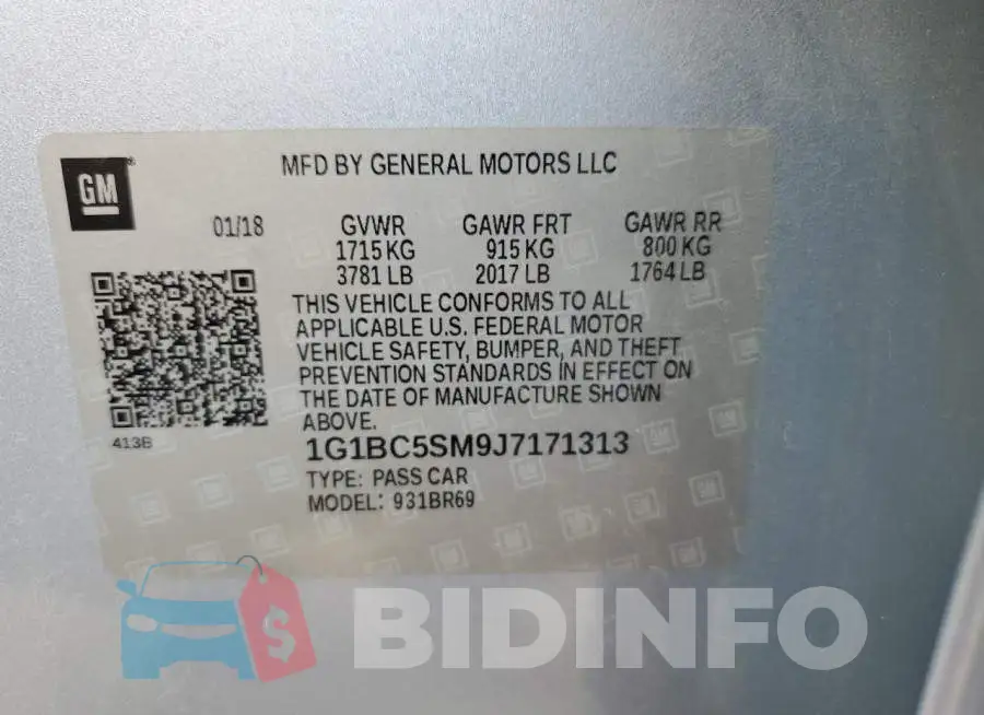1G1BC5SM9J7171313 Photo# 10