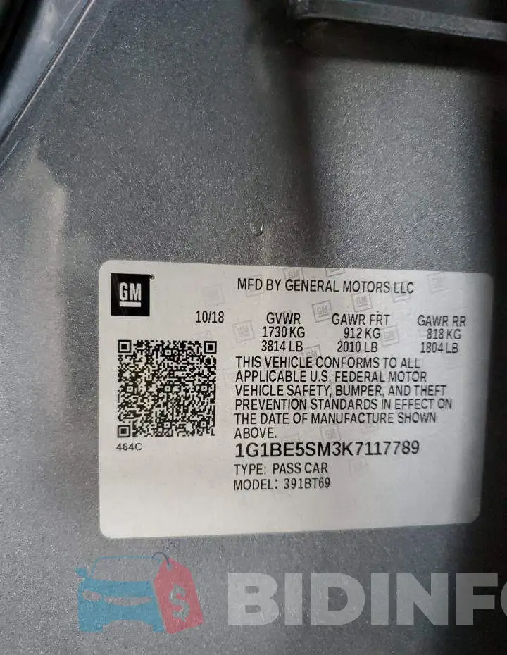 1G1BE5SM3K7117789 Photo# 10