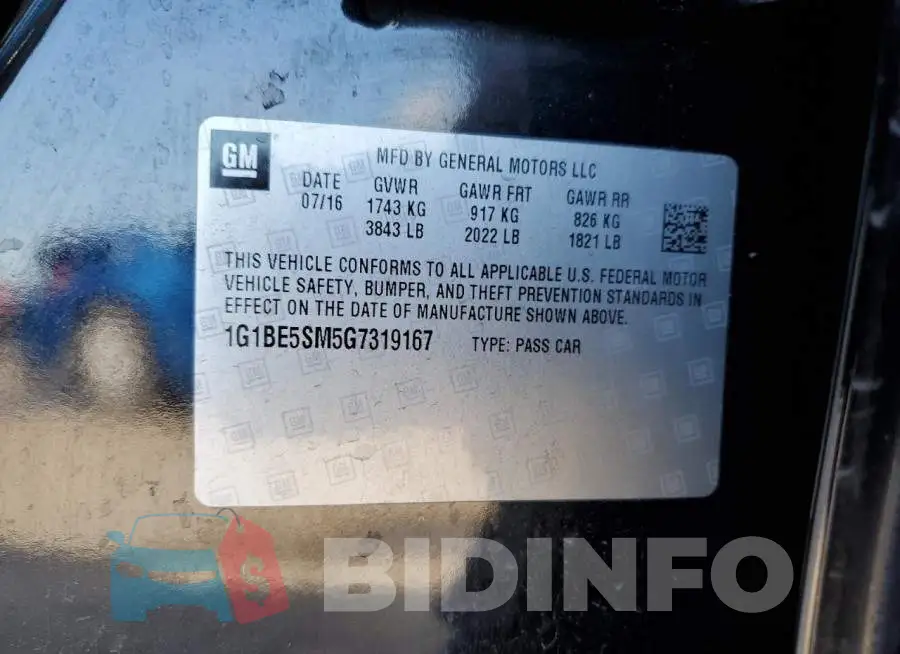 1G1BE5SM5G7319167 Photo# 10