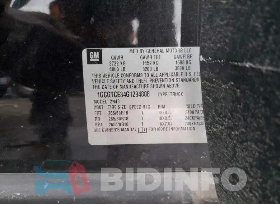 1GCGTCE34G1294808 Photo# 10