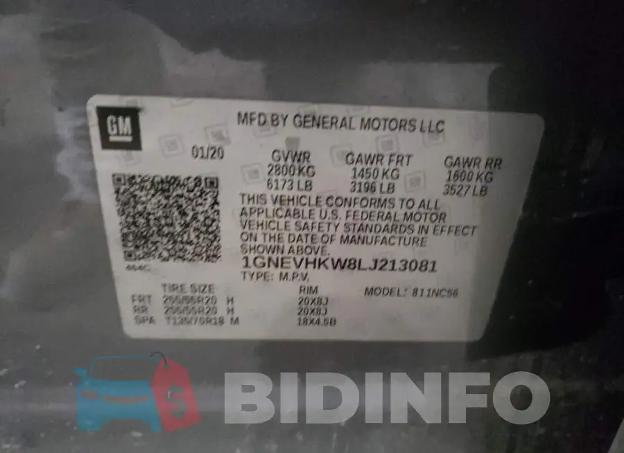 1GNEVHKW8LJ213081 Photo# 10