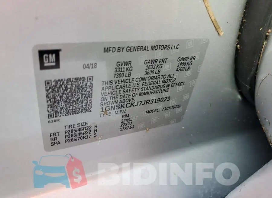 1GNSKCKJ7JR319023 Photo# 10