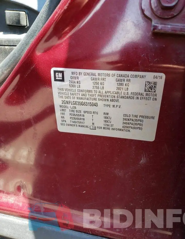 2GNFLGE35G6315043 Photo# 10