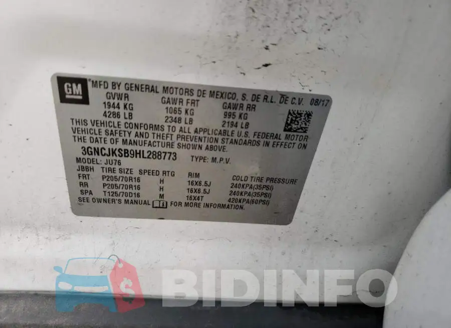 3GNCJKSB9HL288773 Photo# 10