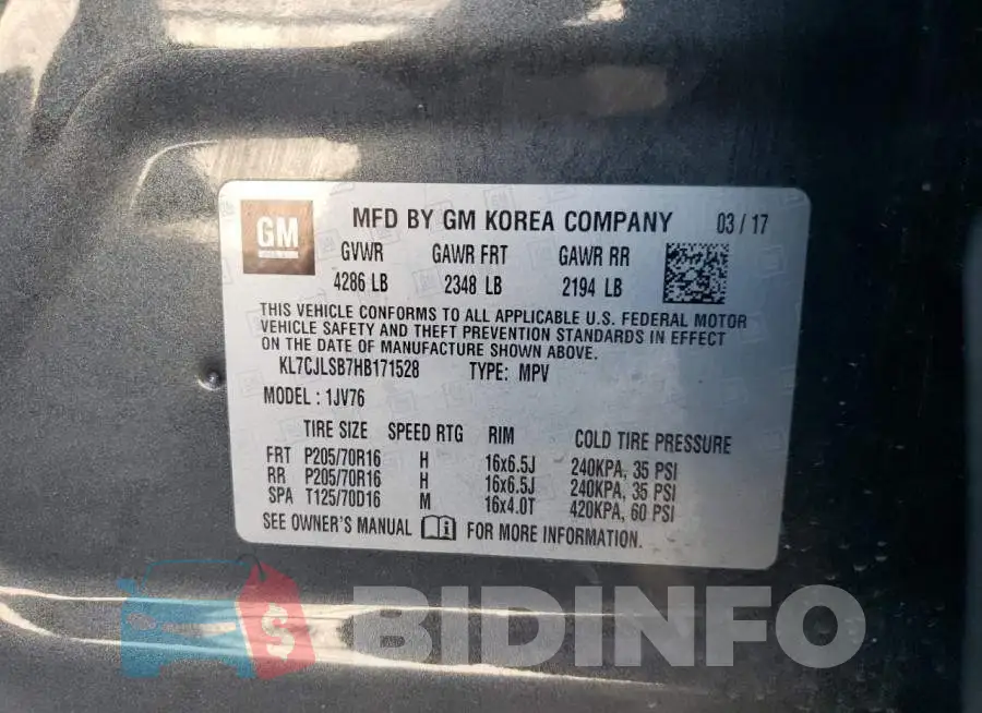 KL7CJLSB7HB171528 Photo# 10