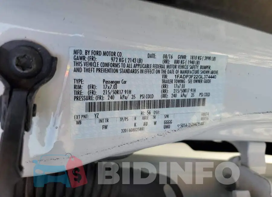 1FADP3F22GL374440 Photo# 10