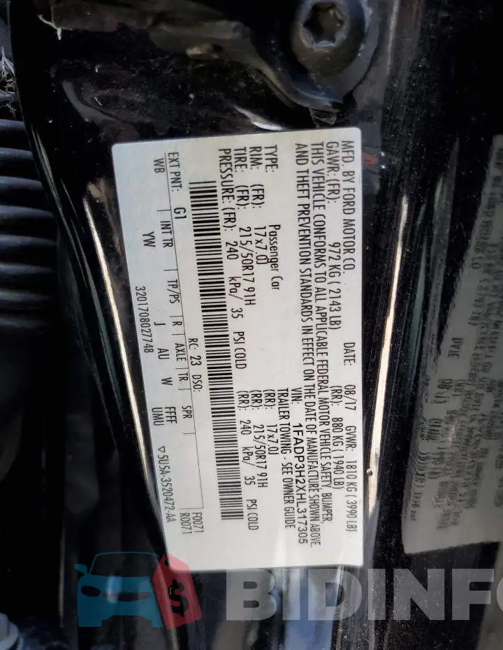 1FADP3H2XHL317305 Photo# 10