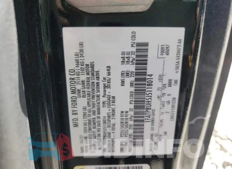 1FATP8UH5J5118014 Photo# 10