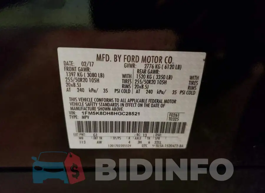 1FM5K8DH8HGC28521 Photo# 10