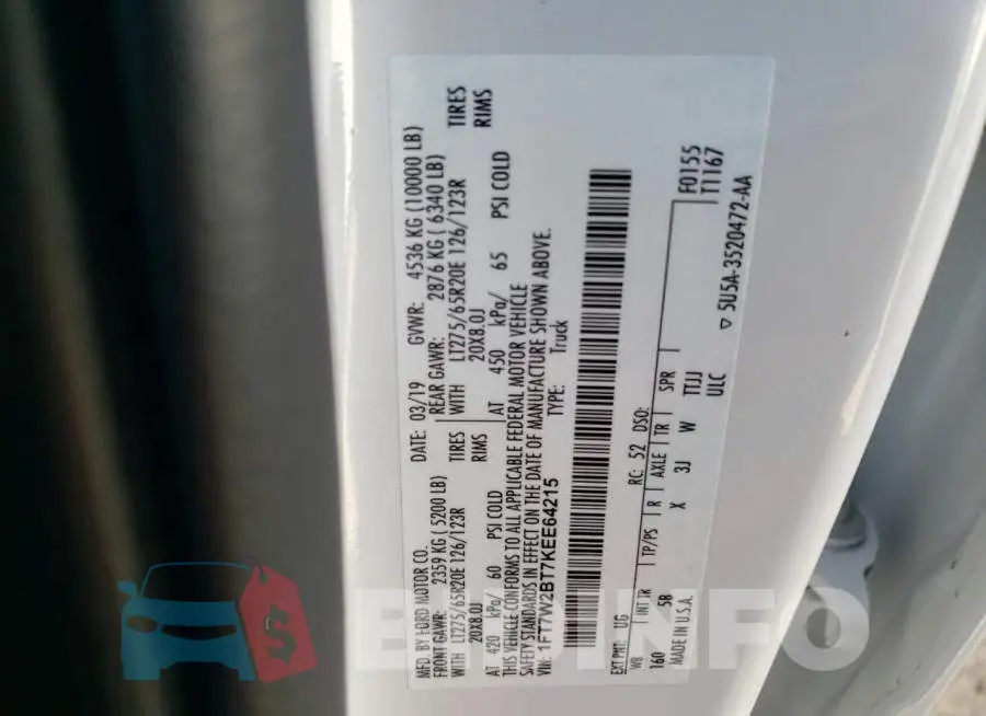 1FT7W2BT7KEE64215 Photo# 10