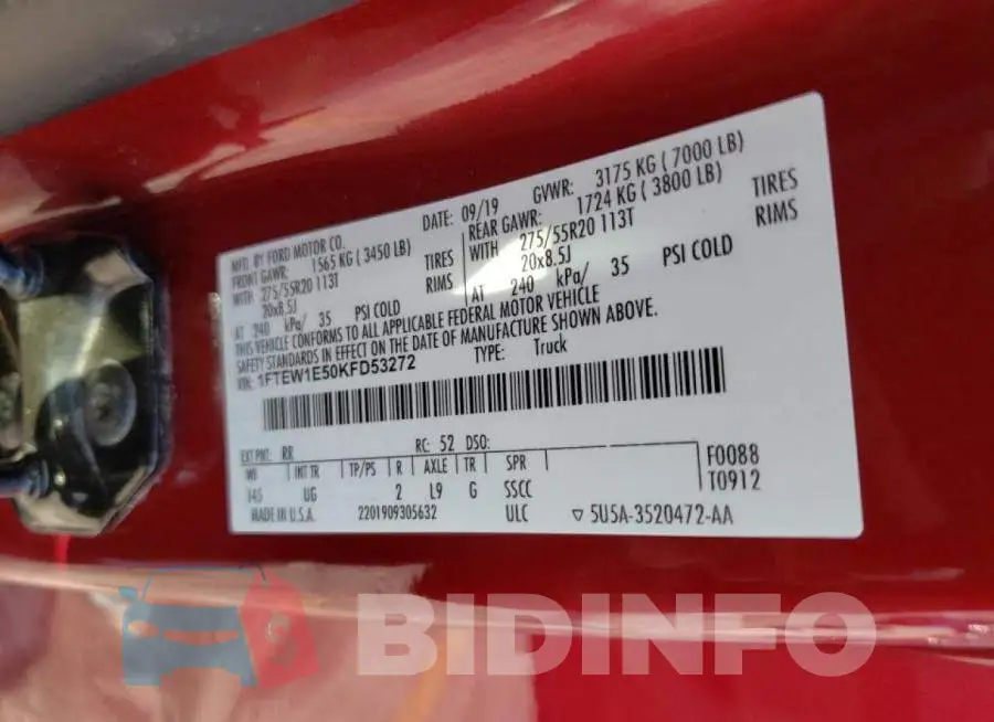1FTEW1E50KFD53272 Photo# 10