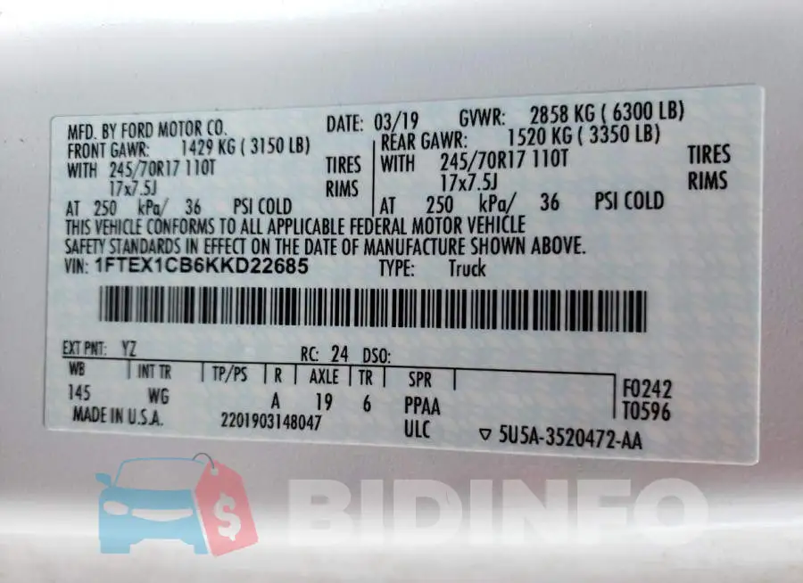 1FTEX1CB6KKD22685 Photo# 10
