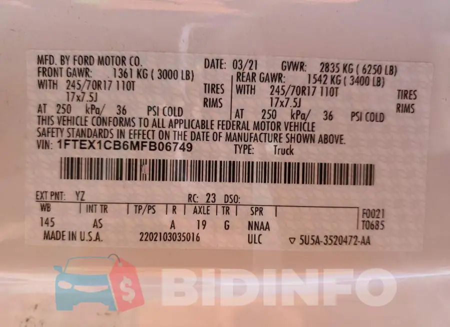 1FTEX1CB6MFB06749 Photo# 10