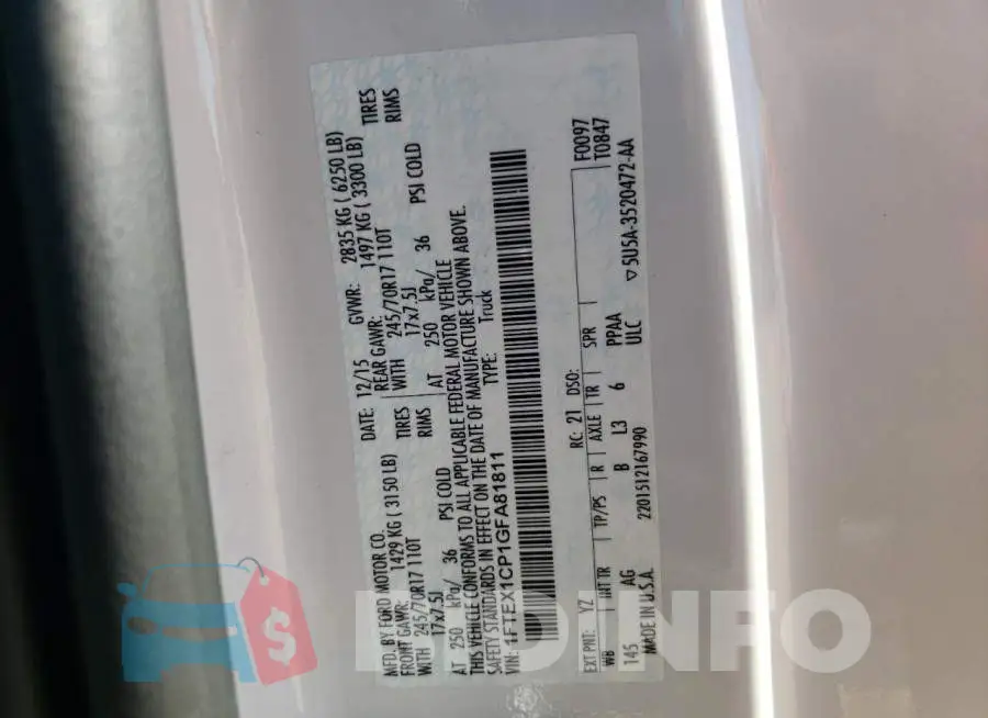 1FTEX1CP1GFA81811 Photo# 10